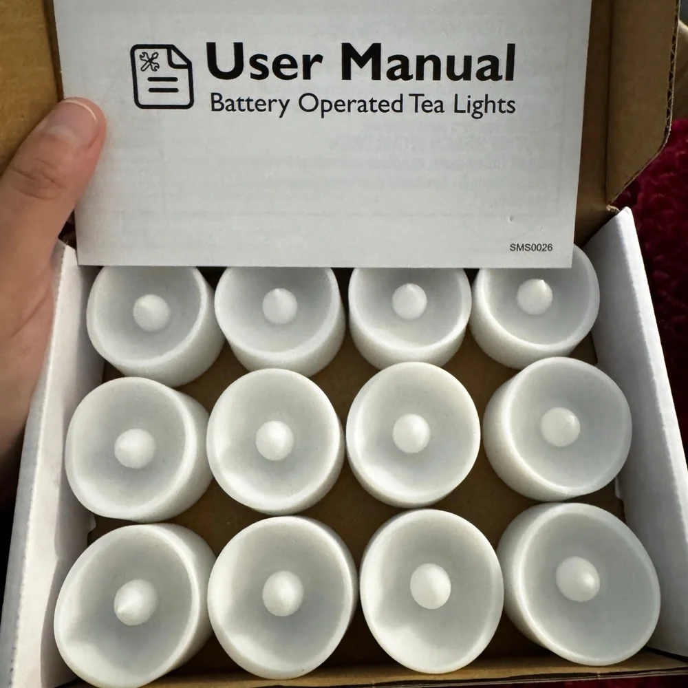 Cool White Flameless LED Tea Lights • 200+ Hour • Battery Operated • New